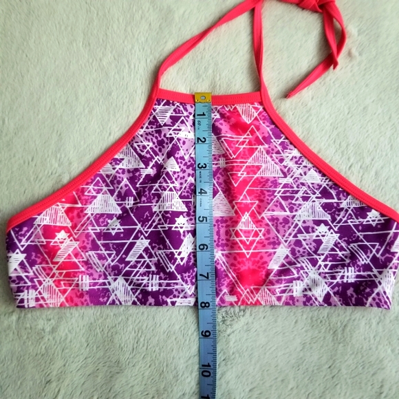 AQUA BLU Australia Teen Geometric Print Halter Bikini Set Girls Size 14 - Picture 7 of 10